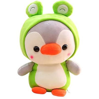 Fusked Flufies Plush Soft Toys For New Born Baby And Baby Boy - Soft And Easy Wash Plush - Huggable Plush Toys For Girls And Boys - Soft Toy For Home Dcor (Penguin Dressed As A Frog)