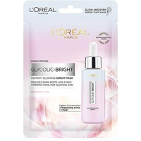 L'Oreal Paris Glycolic Bright Glowing Serum Sheet Mask, Face Mask For Glowing Skin, 22 G