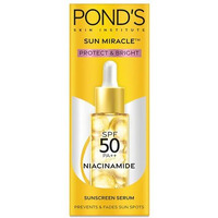 Pond's Sun Miracle Spf 50 Pa++ Sunscreen Serum - Protect & Bright, With 1.25% Niacinamide, Prevent & Fade Dark Spots, Lightweight, No White Cast 14Ml