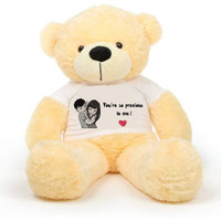 Hug 'N' Feel Soft Toys Big Teddy Bear For Gift Of Any Occasion Wearing A Your Are So Precious To Me T-Shirt 3 Feet Cream Plush & Stuffed Toys