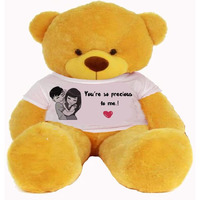 Hug 'N' Feel Soft Toys Big Teddy Bear For Gift Of Any Occasion Wearing A Your Are So Precious To Me T-Shirt 3 Feet Yellow Plush & Stuffed Toys