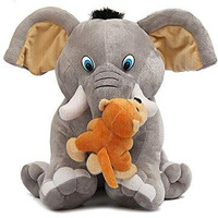 Hug 'N' Feel Soft Toys Soft Toys Long Soft Lovable Hugable Cute Giant Life Size Toy Figure Bear Plush & Stuffed Toys (Elepahnt With Monkey, Grey) Lovely Toy Figure