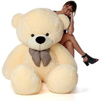 Hug 'N' Feel Soft Toys Loveable Hugable Soft Giant Life Size, Long Huge Teddy Bearplush & Stuffed Toys (Best For Someone Special) Cream 5 Feet 150 Cm With Free Heart Shape Cusion