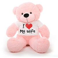 Hug 'N' Feel Soft Toys Teddy Bear 6 Feet, Soft Toy, Teddy Bear 6 Feet For Girls,Soft Toys For Kids, Birthday Gift For Girls, Gift Items Toy, Wearing I Love My Wife T-Shirt (6 Feet Pink)