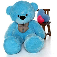 Hug 'N' Feel Soft Toys Loveable Hugable Soft Giant Life Size, Long Huge Teddy Bearplush & Stuffed Toys (Best For Someone Special) Sky Blue 4 Feet 120 Cm With Free Heart Shape Cusion