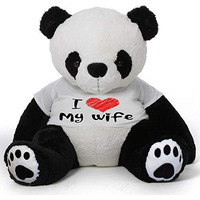 Hug 'N' Feel Soft Toys Big Teddy Panda Wearing I Love My Wife T-Shirt 6 Feet Panda_T Shirt_I Love My Wife Plush & Stuffed Toys