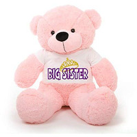 Hug'N'Feel Soft Toys Big Teddy Bear Wearing Big Sister T-Shirt 3 Feet Pink_T Shirt_Big Sister Plush & Stuffed Toys
