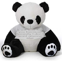 Hug 'N' Feel Soft Toys Big Teddy Panda Wearing I Will Wait For You Because Honestly I Don'T Want Anyone Else T-Shirt 4 Feet Panda_T Shirt_I Will Wait For You Plush & Stuffed Toys
