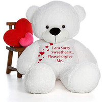 Hug'N'Feel Soft Toys Big Teddy Bear Wearing I Am Sorry Sweetheart Please Forgive Me T-Shirt 4 Feet White_T Shirt_I Am Sorry Sweetheart Please Forgive Me Plush & Stuffed Toys