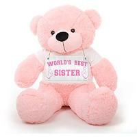 Hug'N'Feel Soft Toys Big Teddy Bear Wearing World's Best Sister T-Shirt 4 Feet Pink_T Shirt_World's Best Sister Plush & Stuffed Toys