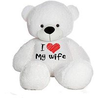 Hug 'N' Feel Soft Toys Big Teddy Bear Wearing I Love My Wife T-Shirt 5 Feet White_T Shirt_I Love My Wife Plush & Stuffed Toys