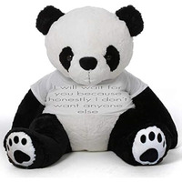 Hug 'N' Feel Soft Toys Big Teddy Panda Wearing I Will Wait For You Because Honestly I Don'T Want Anyone Else T-Shirt 3 Feet Panda_T Shirt_I Will Wait For You Plush & Stuffed Toys