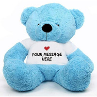 Hug'N'Feel Soft Toys Big Teddy Bear Wearing With Your Message T-Shirt 4 Feet Blue_T Shirt_With Your Message Plush & Stuffed Toys