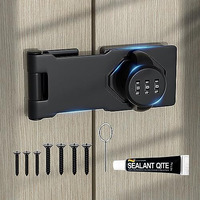 Hasthip Household Password Hasp Lock, Cabinet Door Combination Lock, Security Slide Latch For Small Doors, Cabinets, Barn, Bathroom, Outdoor, Garden (Black)