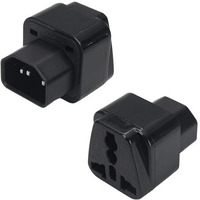 Fentico Ups Iec C14 Male To Universal Female Socket Power Adapter Converter Ac110-250V 10-16A, C14 To Universal Power Socket Converter For Ups (Black, 1 Piece)