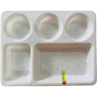 Evaware Multipurpose Plate For Pav Bhaji/Chilla/Idli/Dosa/Vada/Chole Kulche Etc Dinner Plate 5 Partition Dinner Plate (White, 3)