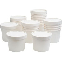Paricott 500Ml Paper Food Container Bowl/Tub With Lid/Paper Bowl/Paper Container With Paper Lids (Pack Of 25Pcs White)