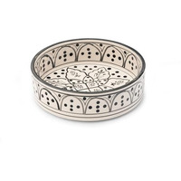 Claymistry Ceramic Ivory With Green Print Bowl, Set Of 1 | 23Cm * 23Cm * 7Cm | Glossy Finish | Dishwasher, Oven & Microwave Safe | Salad, Fruit, Soup, Dessert Bowl | Premium Kitchen Crockery