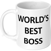 Akipi World's Best Boss Mug - The Office Tv Show Ceramic Coffee Cup (11Oz) - Funny Gift For Bosses, Managers, Coworkers & Fans Of Michael Scott, Dunder Mifflin