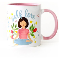 Self Love Coffee Mug By The Spring Palette | Coffee Mug For Gift | Handpainted Designs, 330 Ml Ceramic Mug, 1 Pc