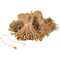 Aakriti Hemp Twine Strings 7" Hang Tag String Hemp Twine Strings Price Fastener With Snap Lock Pin Loop Hook Ties Fast To Attach (Jute Hemp Tag Pin, 200Pcs)