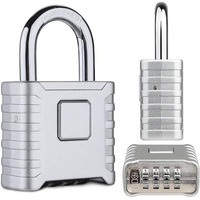 Freshdcart 4 Digit Zinc Padlock Heavy Duty Weatherproof Security Padlock For Indoor And Outdoor Use, Sheds, Gates, Lockers, Storage (Silver)
