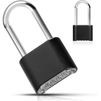 Store2508 Set-Your-Own Combination Padlock With Long Shackle, Solid Zinc Alloy, Black