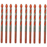 Inditrust Alloy Steel New 10 Pcs Glass Drill Ceramic Tile Drill Bits Set Steel Alloy Impact Drill 6Mm Wall Triangle Core Drilling Tool