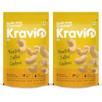 Kravio Premium Roasted Salted Cashew Nuts (2 X 200G) | Zero Cholesterol Natural Jumbo Size Whole Kaju Nuts & Dry Fruits | Rich In Protein, Roasted Crunchy Delicious Healthy Snacks