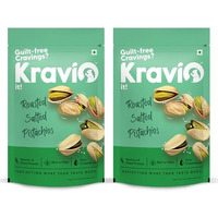 Kravio Premium Roasted Salted Pistachios (2 X 200G) | Zero Cholesterol Natural Inshell California Pista Nuts & Dry Fruits | Rich In Protein, Roasted Crunchy Delicious Healthy Snacks