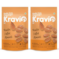 Kravio Premium Roasted Salted Almonds (2 X 200G) | Zero Cholesterol Natural Whole California Badam Nuts & Dry Fruits | Rich In Protein, Roasted Crunchy Delicious Healthy Snacks