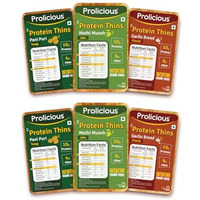 Prolicious High Protein & High Fiber Thins Combo|Good For Pcos & Weightloss|3 Flavours|No Palm Oil|Pack Of 6, 50 Gram Each,Garlic Bread, Methi Munch, Pani Puri