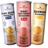 Healthy Master Roasted Khakhra Combo 300G (100G Each) | (Flax Seeds Khakhra,Quinoa Khakhra,Ragi Beetroot Khakhra) | Healthy Snacks
