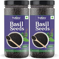 Trunutra - Basil Seeds 400G Sabja Seeds For Eating | Rich With Zinc & Iron | Basil Seeds For Weight Loss & Boost Digestion | Non-Gmo Diet Tukmaria Seeds (200G Pack Of 2)