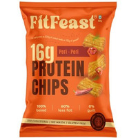 Fitfeast Peri Peri Protein Chips | 60 G Each | 16G Plant Protein Per Pack | Pack Of 6 | As Seen On Shark Tank