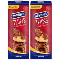 Mcvities Thins Milk Chocolate Crispy Biscuits With 40% Milk Chocolate & 20% Cocoa Solid,(Pack Of 2-150Gm Each)