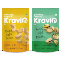 Kravio Premium Roasted Salted Cashew & Pistachio Nuts (2 X 200G) | Zero Cholesterol Natural Whole Kaju & Inshell California Pista Nuts & Dry Fruits | Rich In Protein, Crunchy Delicious Healthy Snacks
