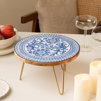 Ritualistic Holland Wooden Cake Stand With Metal Legs | Elegant Cake Display For Decoration & Cutting | Round Dessert Tray For Cakes, Events, Birthdays & Home Dcor