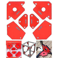 Homdum 6Pc Multi Angle Magnetic Welding Holder Clamps Set 2X3 Inch Arrow, 2X Triangle, 2X Mini,Welding Tools Strong Magnet Pull For Accurate Alignment Fabrication Yellow/Red