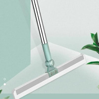 Kiriada Magic Broom Floor Squeegee Wiper With Long Handle Adjustable 180 Degree Rotating Mop Silicone Strips Stainless Steel Silicone Blade Floor Wiper For Home,Office, Shop,Bathroom,Tile Pet Hair.