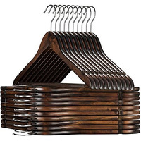 Evolluxi Lotus Wooden Hangers, Diwali Gift Hampers Solid Wood Shirt Hangers, Dress Coat Jacket Clothes Hangers, With Extra Smooth Finish, 360 Degree Swivel Hook(Retro) (Walnut, Pack Of 12)