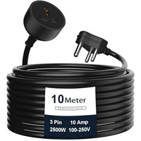 Hoteon Extension Board With 10 Meters Heavy Duty Long Wire Cord, Single Outlet Socket 2500W 10A Expandable Electric Extension, 3 Pins Extension Cord For Indoor Outdoor Use (10M/ Black)-1Pcs
