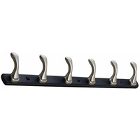 Ferio Zinc 6 Pin Hook Cloth Hanger Door Wall Hooks Rail For Hanging Clothes, Bathroom Cloth Hooks Hanger Door Wall Bedroom Bathroom Robe Hook (Pack Of 1, Silver And Black)
