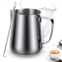 Zeitel 12Oz Milk Frothing Pitcher With Scale Stainless Steel Espresso Milk Frothing Pitchers For Cappuccino Barista Steam Pitchers Milk Jug Cup With Decorating Pen Latte Art