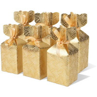 Kidsywinsy Gift Packing Box - Box For Gift - Paper Favour Boxes For Baby Shower Return Gift - Multipurpose Paper Box For Wedding Party - Personalized Gifts With Golden Strips-Gold-Pack Of 12