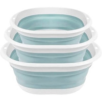 Hasthip Silicone Collapsible Tub Bucket Set, Portable Wash Basin For Handwash, Outdoor Basin For Washing, Foldable Bucket With Hanging Holes, Portable Sink For Washing Fruit & Vegetables (3Pcs)