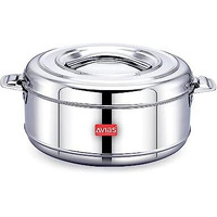 Avias Astra Double Wall Insulated Stainless Steel Casserole, 2500Ml Hot Box For Kitchen, Hot Case With Steel Lid, Silver Hot Pot For Roti-Rice-Gravy, Chapathi Box, Twisted Lock, 2.5L