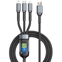 Dhriya 100W/6A Fast Charging Usb 3.0 Cable 4 Ft / 1.2M To 3-In-1 Long Charging Cord With Type C + Micro Usb + Connector 480 Mbps Data Transfer For Laptop, Tablets, Smartphones & More