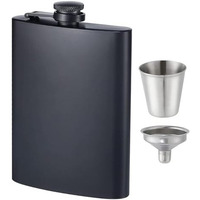 Store2508 Stainless Steel Hip Flask With Funnel & Shot Glass Matte Finish, 8 Oz (236Ml) (Black 1 Set)