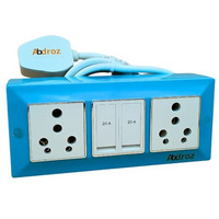 Abdroz Electric Extension Board With Cable- 16A/20A + 16A/20A With Two Switch And Heavy Duty Copper Cable Wire (Sky Blue), 240 Volts (2 Meter)